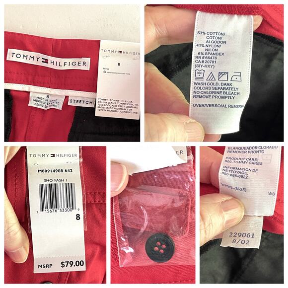Tommy Hilfiger NEW Wide Leg Pants Womens Sz 8 Red VINTAGE Back Flap Pockets - Picture 10 of 11